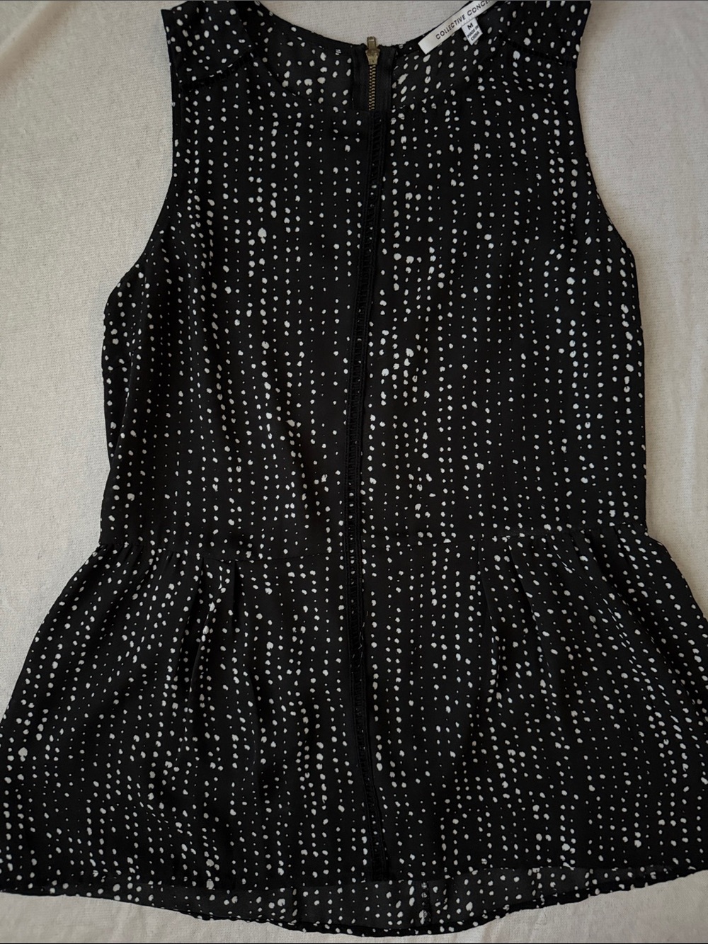 Collective Concepts Black Top with White Spot Print